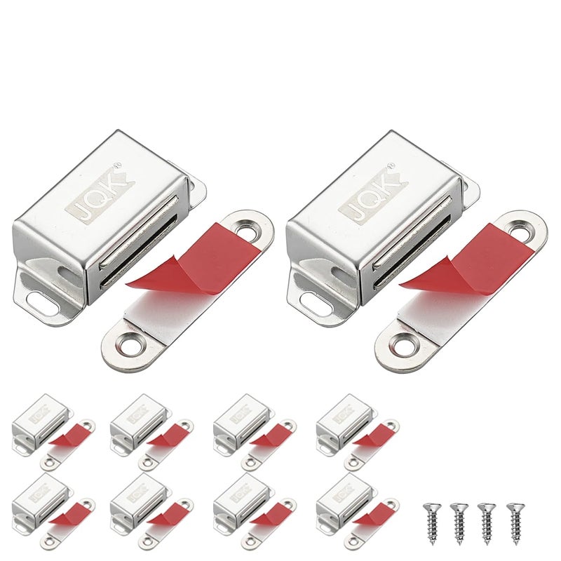 JQK Magnetic Cabinet Door Catch, Stainless Steel Closet Catches 10 Pack with Strong Magnetic, Furniture Latch 30 lbs, CC101-P10 - Image 1